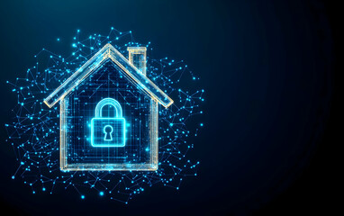 A digital illustration of a secure house with a lock symbol, representing modern home security and the importance of protecting personal property.