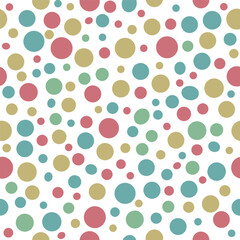 playful colorful polka dot seamless pattern design with multicolor circles in random sizes on white background ideal for wrapping paper and fabric prints