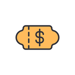 Coupon colored icons, minimalist vector illustration ,simple transparent graphic element .Isolated on white background