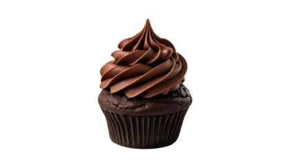 Dark Chocolate Cupcake on transparent PNG.