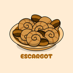 National Escargot Day to celebrate on May 24th. A plate of snail dishes on beige background. Food event banner.