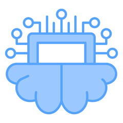 Artificial Intelligence System Blue Icon