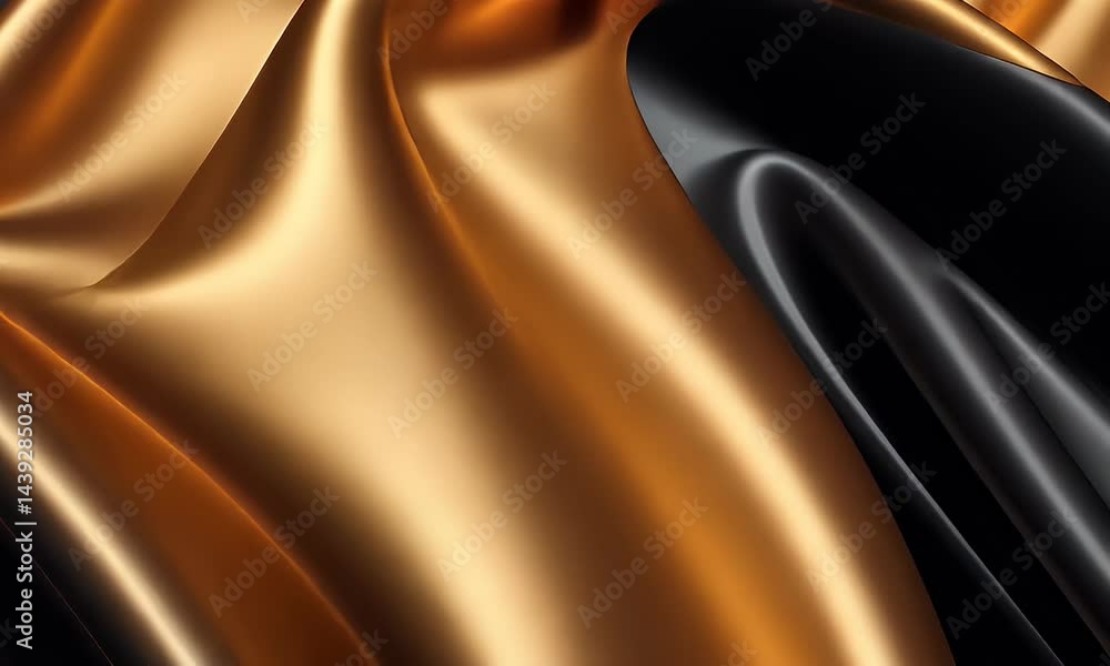 Poster a golden wave of energy flowing from left to right on a black background, with glowing light effects