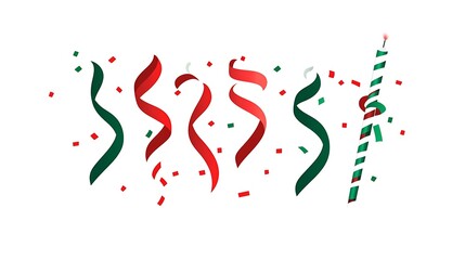 Festive ribbons and confetti