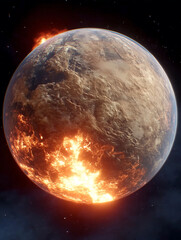 Fototapeta premium Burning Venus: Dramatic Sci-Fi Planetary Landscapes and Cosmic Cataclysms