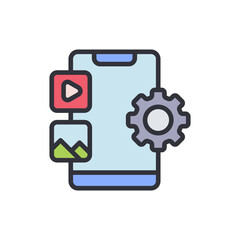 Content management colored icons, minimalist vector illustration ,simple transparent graphic element .Isolated on white background