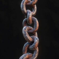 Fototapeta premium Rusty Metal Chain Link with Detailed Texture on Dark Background