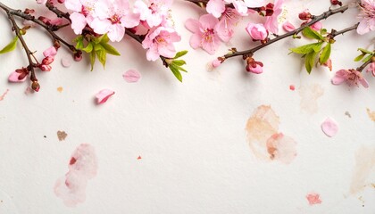 和紙の上に置かれた桜の枝 