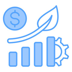 Sustainable Growth Blue Icon