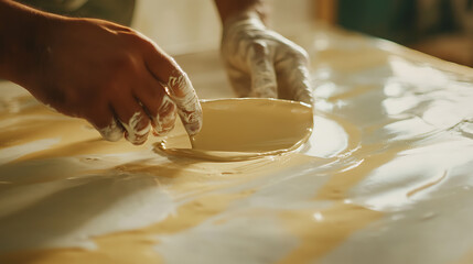 Hands Shaping Clay on a Pottery Wheel