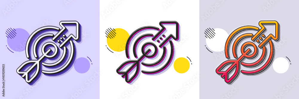 Poster target aim line icon. halftone dotted pattern. gradient icon with grain shadow. financial target sig