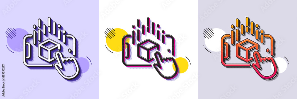 Aufkleber augmented reality phone line icon. halftone dotted pattern. gradient icon with grain shadow. vr simu