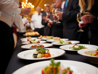 Guests Enjoying Appetizers at Elegant Gala Event