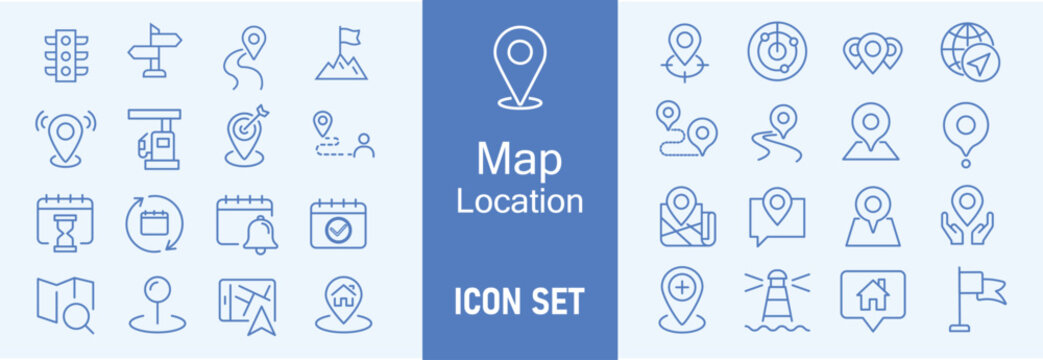 Location icon set. Location pin icon. map pin icon.  location pointer icon symbol in flat style. Location pin icon, Navigation sign. 