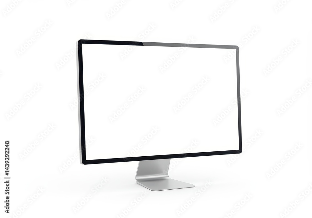 Poster isolated computer monitor with blank white screen on a white background in studio shot setting