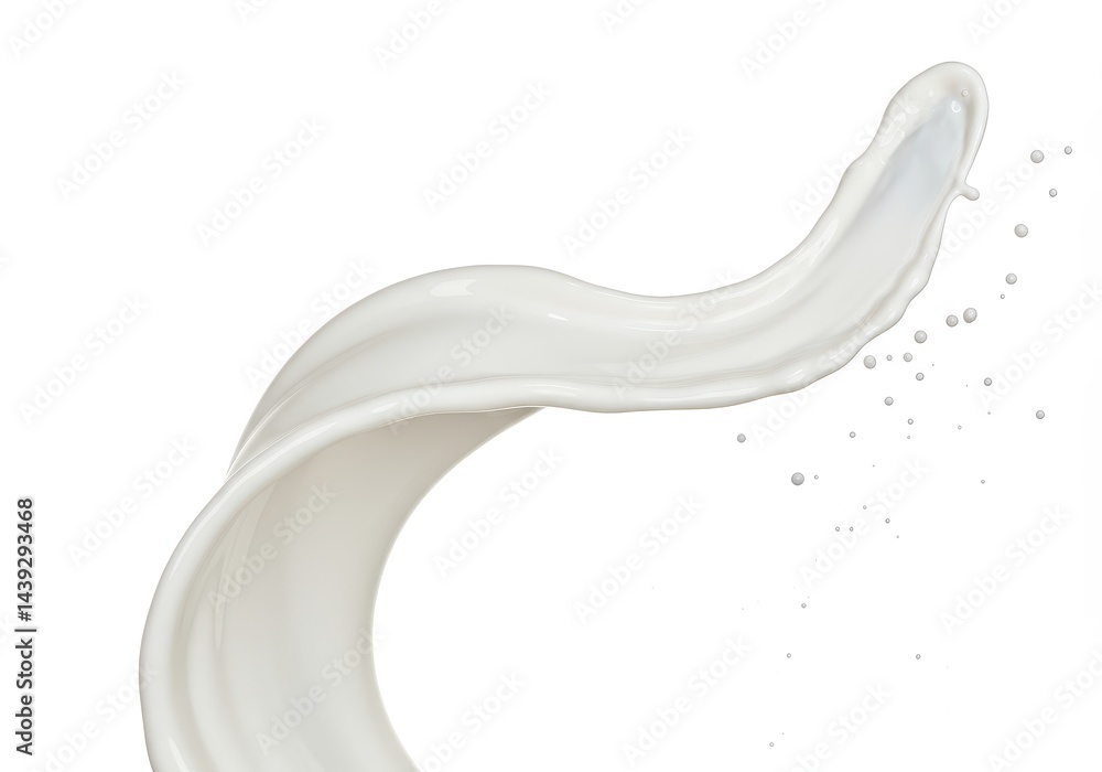 Poster a dynamic milk splash with droplets isolated on a clean white background showcasing liquid motion an