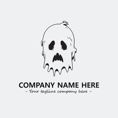 Ghost face icon illustration black and white vector image