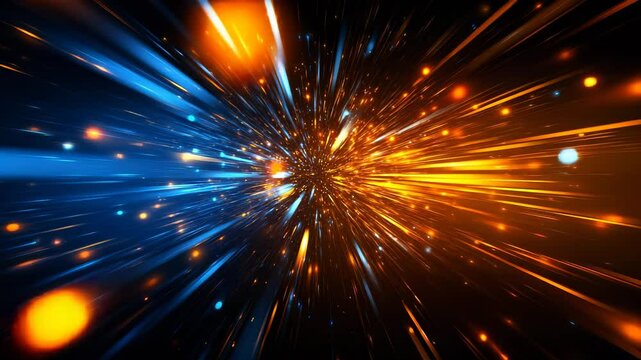 Vibrant Light Explosion in Blue and Orange