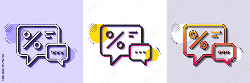 Aufkleber shopping speech bubble line icon. halftone dotted pattern. gradient icon with grain shadow. special 