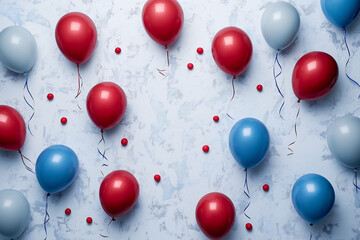 Patriotic balloons background red white and blue party celebration decor
