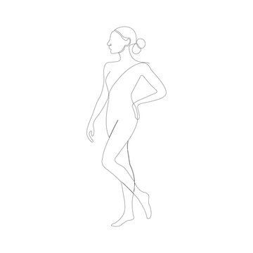 recommend clip art: Minimalist One Line Art of Elegant Woman  Fashion Model Pose  Continuous Line Drawing