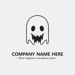 Ghost face icon illustration black and white vector image