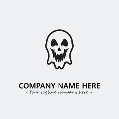 Ghost face icon illustration black and white vector image