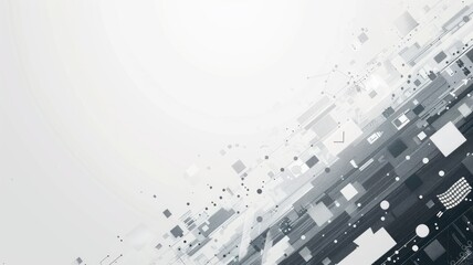 Obraz premium Digital face composed of various images and pixels on a white background. Abstract human portrait with 3D rendering geometric shape. Technology innovation and artificial intelligence concept. AIG53.