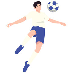 Football Pose Illustration. Vector illustration of A football player kicks the ball mid-air, showcasing agility and athleticism. Isolated on background