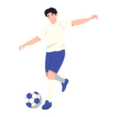 Football Pose Illustration. Vector illustration of A male soccer player prepares to pass the ball with balance and focus. Isolated on background
