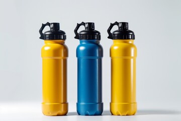 Performance Hydration: Athlete's Bottles Isolated On White Background.
