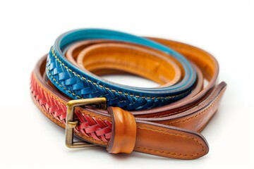 Signature Loop Leather Belt Isolated On White Background.