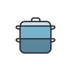 Cooking pot colored icons, minimalist vector illustration ,simple transparent graphic element .Isolated on white background
