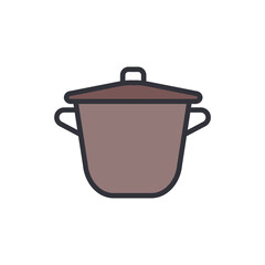Cooking pot colored icons, minimalist vector illustration ,simple transparent graphic element .Isolated on white background