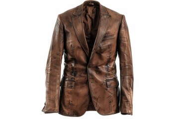 Sophisticated Leather Outfit Isolated On White Background.