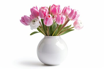Chic Ceramic Vase Arrangement Isolated On White Background.