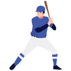 Baseball Pose Illustration. Vector illustration of Baseball Player Swinging the Bat. Isolated on background