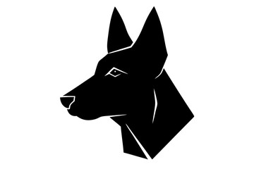 Minimalist black dog head silhouette vector illustration isolated on white background, dog, black, vector, silhouette, animal, head, canine, pet, illustration, isolated, design, domestic, mammal