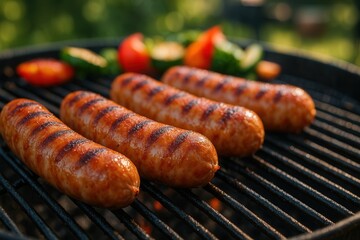 Delicious Grilled Sausages and Vegetables Feast on a Summer BBQ