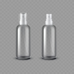 Transparent Spray Bottles with White Caps - Vector