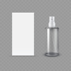 Blank Spray Bottle and Box Packaging Mockup - Vector