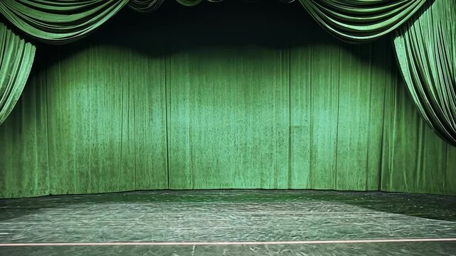 Empty Green Theater Stage