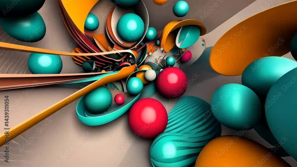 Poster dynamic abstract shapes and vibrant colors in futuristic motion