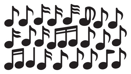 Silhouette of multiple musical notes forming a smooth and flowing pattern.