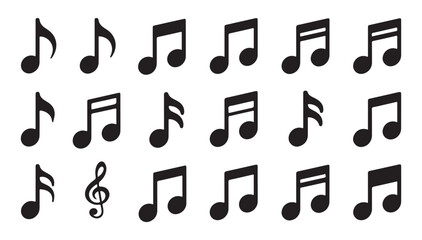 Silhouette of musical notes in a vibrant and energetic arrangement.