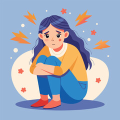 Anxious Girl In Need for a Helping Hand Vector Concept Illustration. Young teenage being vulnerable wanting care and comfort 