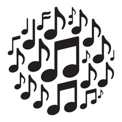 Silhouette of musical note illustrations creating an elegant and playful design.