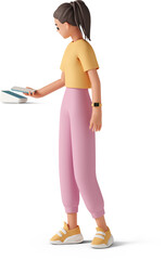 girl with payment terminal