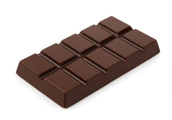 Dark chocolate bar with segments on a white background, isolated