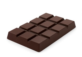 Dark chocolate bar with square segments isolated on white background